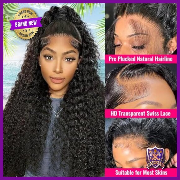 32 Inch Deep Wave Lace Front Wig Human Hair 13x6 HD Transparent Glueless